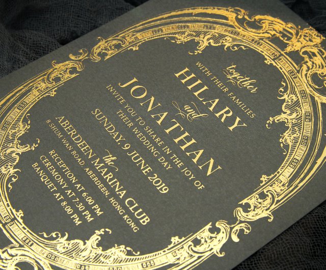 Black and Gold Wedding Invitation Fall Wedding Invites -  Hong Kong