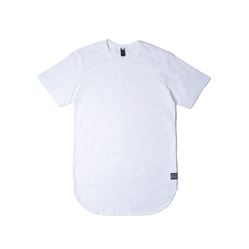 oqLiq - Arc Tee - White Long Plate T (White) - เสื้อยืดผู้ชาย - ผ้าฝ้าย/ผ้าลินิน ขาว