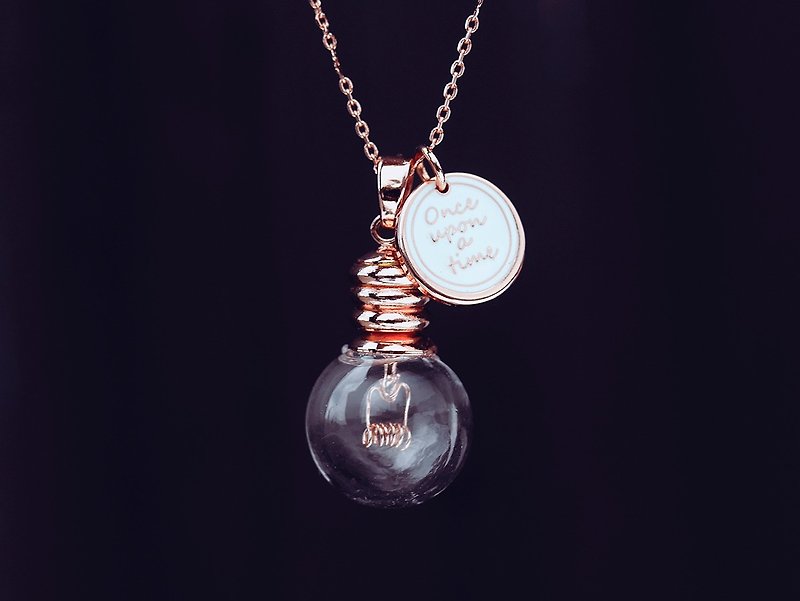 Edison's bulb -  rose gold colour * necklace - Necklaces - Other Metals Gold