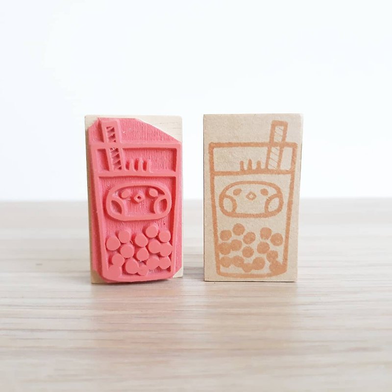 Bubble tea Wooden rubber stamp - Stamps & Stamp Pads - Wood Brown