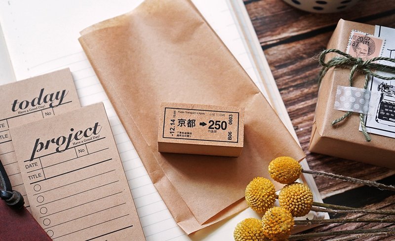 KYOTO Chikatetsu ticket Stamp 京都地鐵車票印章 - 印章/印台 - 木頭 卡其色