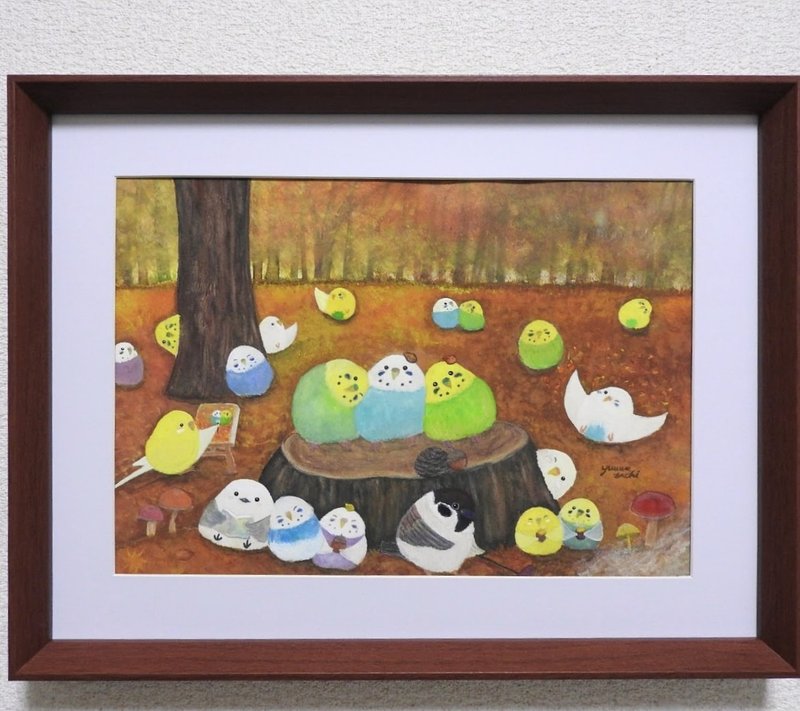 木製額入り原画【木漏れ日】 - ポスター・絵 - 紙 オレンジ