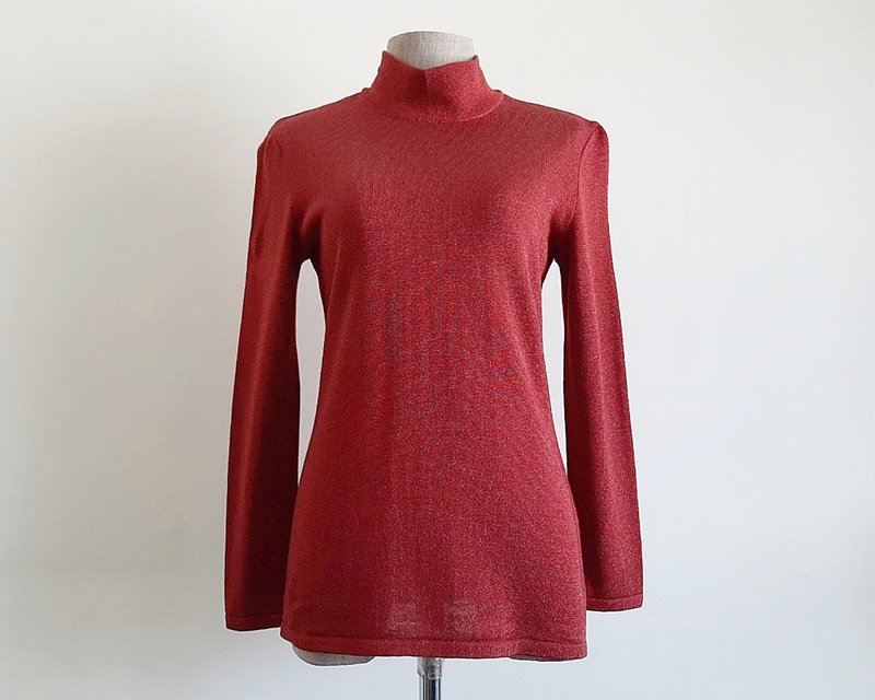 XS Small Vintage SALVATORE FERRAGAMO Maroon Red Wool Sweater Womens Knit Sweater - 女毛衣/針織衫 - 其他材質 紅色