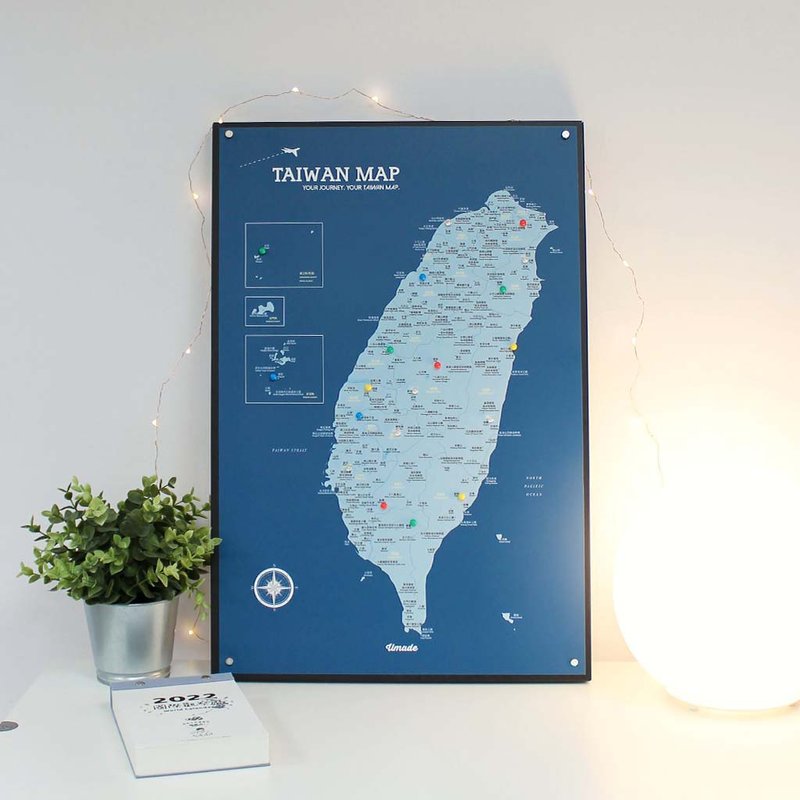 Taiwan Map - Customized Magnetic Series Posters - Peak Mineral Blue (Customized Gift) - IKEA Message Board Style - โปสเตอร์ - กระดาษ 