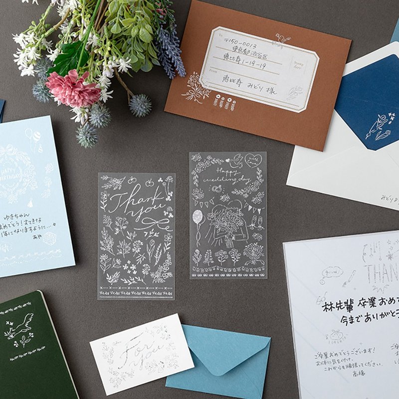 MIDORI 銀箔轉印貼紙 結婚 - 貼紙 - 其他材質 多色