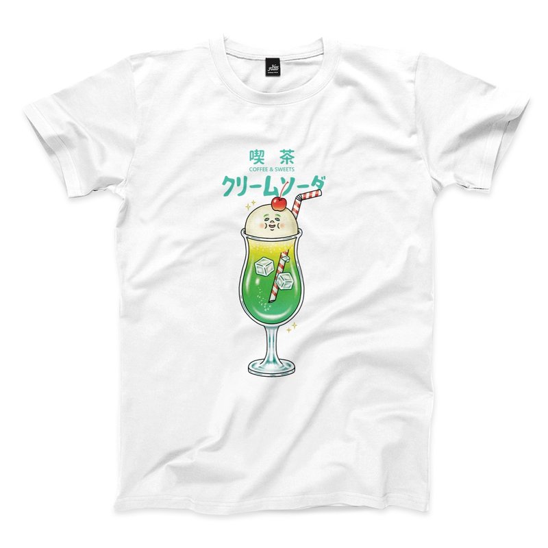 Chi Cha Shop Ice Cream Soda – 4 Colors - เสื้อยืดผู้ชาย - ผ้าฝ้าย/ผ้าลินิน ขาว