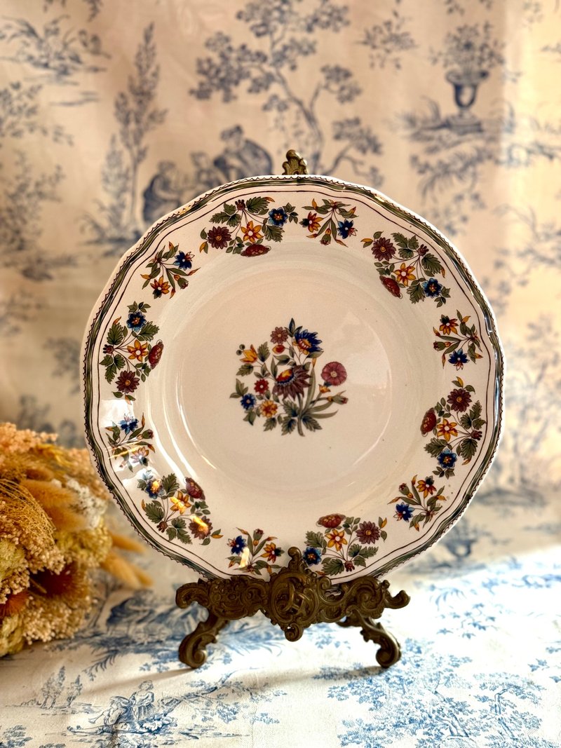 Charming French antique GIEN  large plate - จานและถาด - เครื่องลายคราม 