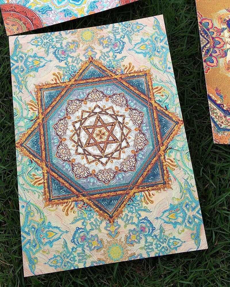 Star Polygonal Array Geometric Pattern - Cards & Postcards - Paper 