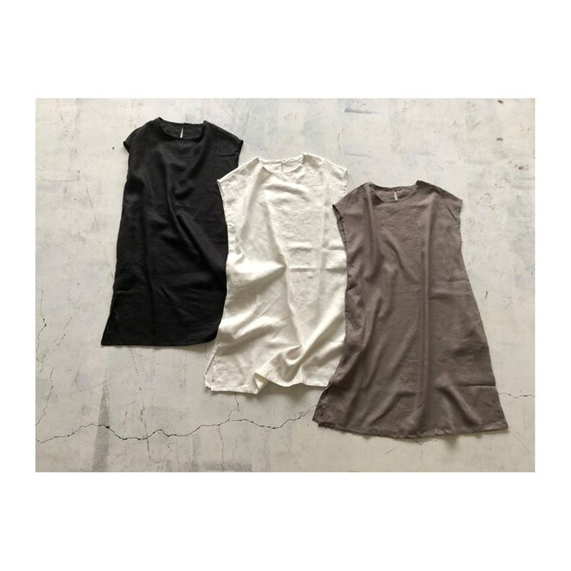 SALE! Sleeveless dress French Linen H97 ML size - ชุดเดรส - ผ้าฝ้าย/ผ้าลินิน 