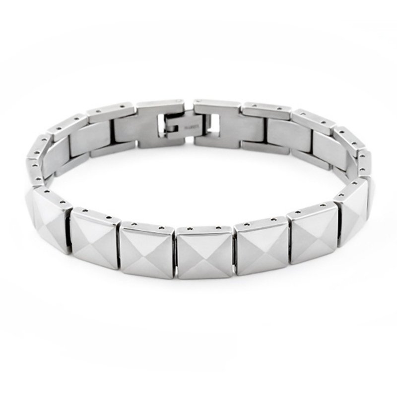 Pure titanium men's bracelet rhombus rivets (foggy version) (anti-allergic/never deteriorates) free two titanium stickers - Bracelets - Other Metals Silver