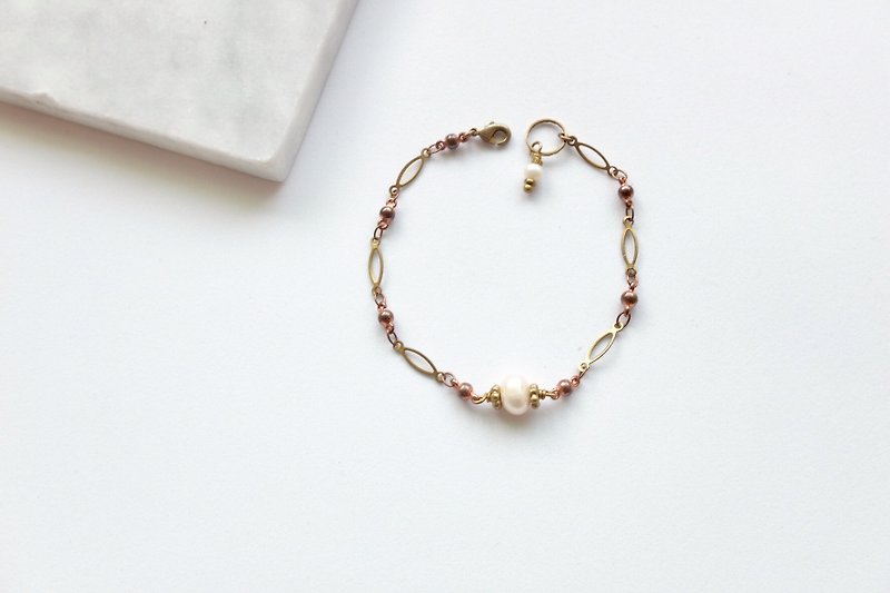 Brass Bracelet | Natural Freshwater Pearl | Simple | Small Fresh - Bracelets - Copper & Brass 