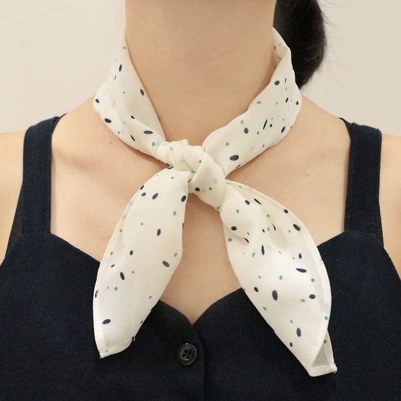 JOJA│ Japanese handmade chiffon scarf / scarf / hair band / strap - Scarves - Cotton & Hemp White