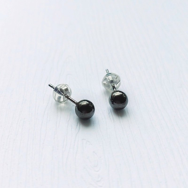 5mm Coco Ball 925 Sterling Silver Earrings Cool Black Unisex Wear - Earrings & Clip-ons - Sterling Silver Black