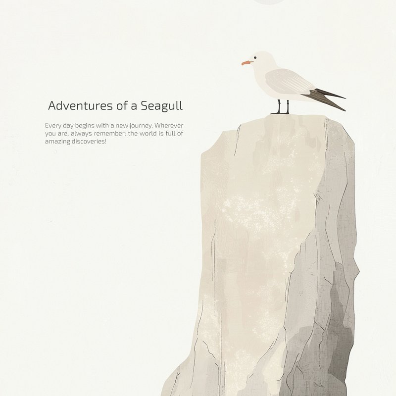 The Story of the Sea - Illustrations of Seals and Seagulls by Wen Qingfeng Illustrations Black and White Frame Customized Unframed Paintings - โปสเตอร์ - วัสดุอื่นๆ 