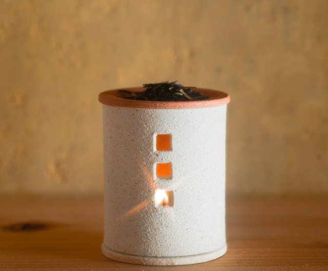 茶香炉 (おうち) - ミニ (シロ) - ショップ Pottery & Tea とろ