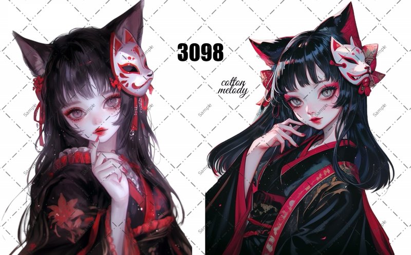 original sticker o.3098 人物ステッカー オリジナルステッカー cotton melody - 貼紙 - 紙 
