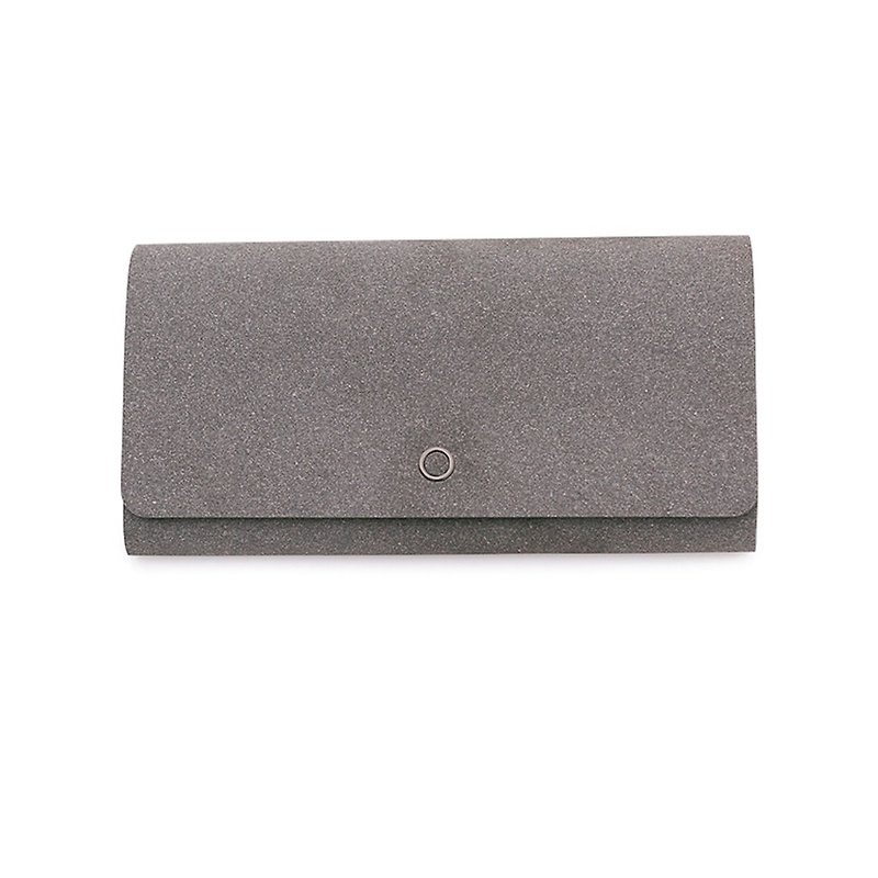 Slim long-wallet with coin spaces【Grey x Pink Diamond】 - อื่นๆ - หนังแท้ สีเทา