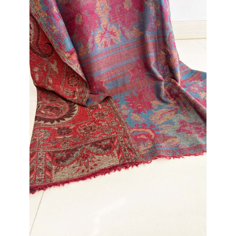 Indian double-sided double-color wool scarf shawl/birthday gift/Christmas exchange gift - ผ้าพันคอถัก - ขนแกะ หลากหลายสี