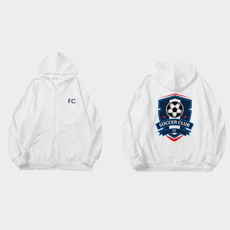 【Sport Club系列】球隊衛衣訂製 連帽拉鏈衛衣訂製 訂製球隊logo - 帽T/大學T - 棉．麻 多色