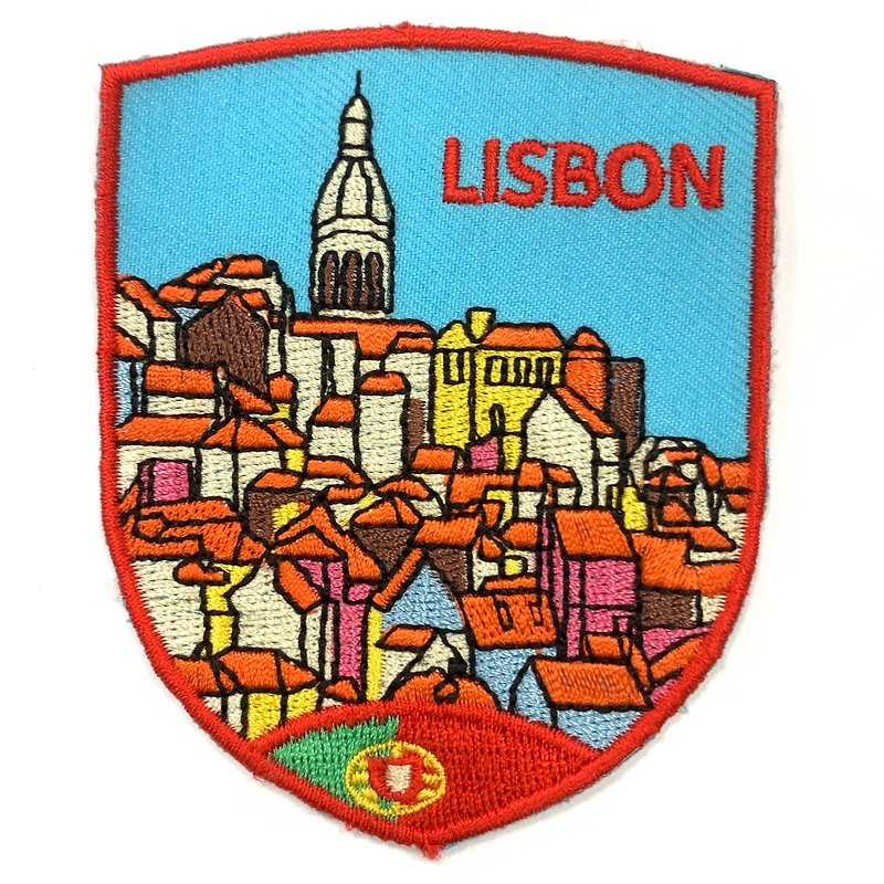 Portugal Lisbon Electric Embroidery Wenqing Design Fabric Badge DIY Creative Patch Embroidery Morale Badge - เข็มกลัด/พิน - งานปัก หลากหลายสี