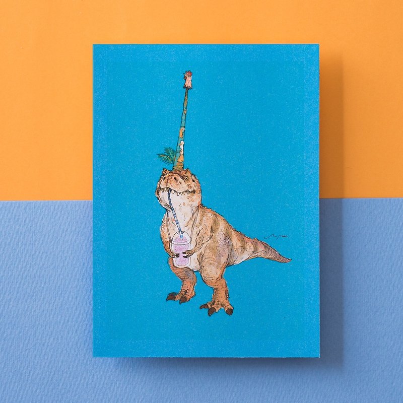 ティラノサウルス特別葡萄スムージー/はがき - カード・はがき - 紙 ブルー