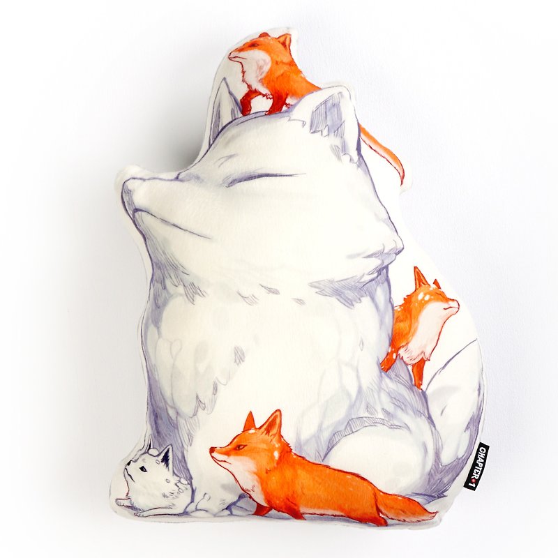 Snow fox Backrest pillow New arrival Gift New Year - 枕頭/抱枕 - 聚酯纖維 灰色