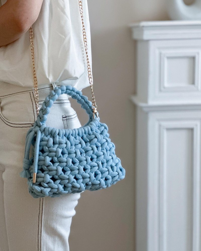 Macrame hand-knitted fat bag - Messenger Bags & Sling Bags - Cotton & Hemp 