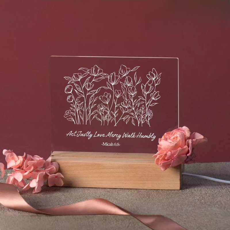恩典之光 聖經經文LED燈 經文禮物 行公義好憐憫 彌迦書 6:8 - 燈具/燈飾/燈罩 - 壓克力 卡其色