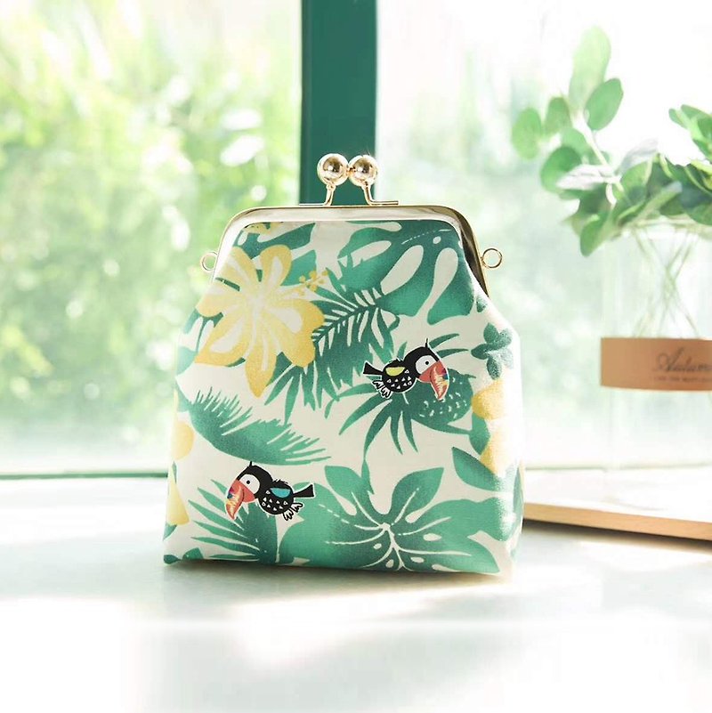 Cute little fresh Shoulder Bag Handbag - กระเป๋าแมสเซนเจอร์ - ผ้าฝ้าย/ผ้าลินิน สีเขียว