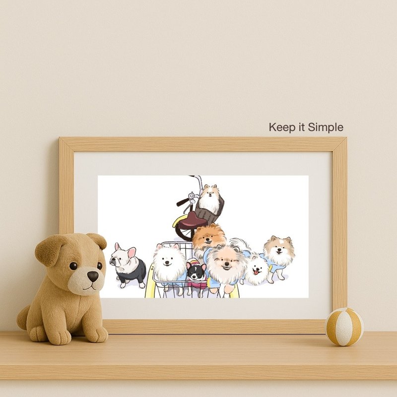 Custom Pet Portrait – Group Illustration with Names and Special Dates - 電子似顏繪/繪畫/插畫 - 其他材質 