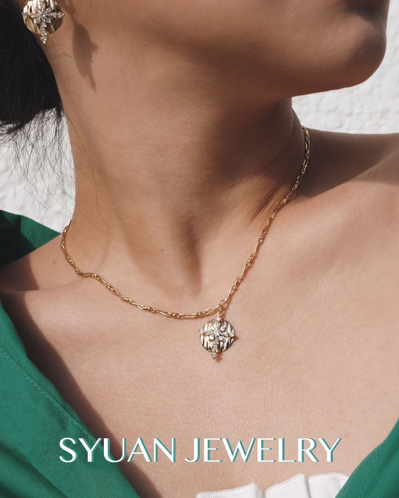 SYUAN JEWELRY | Heart & Soul— 鍍18K手工鏈洛可可風鋯石項鍊 - 項鍊 - 其他金屬 