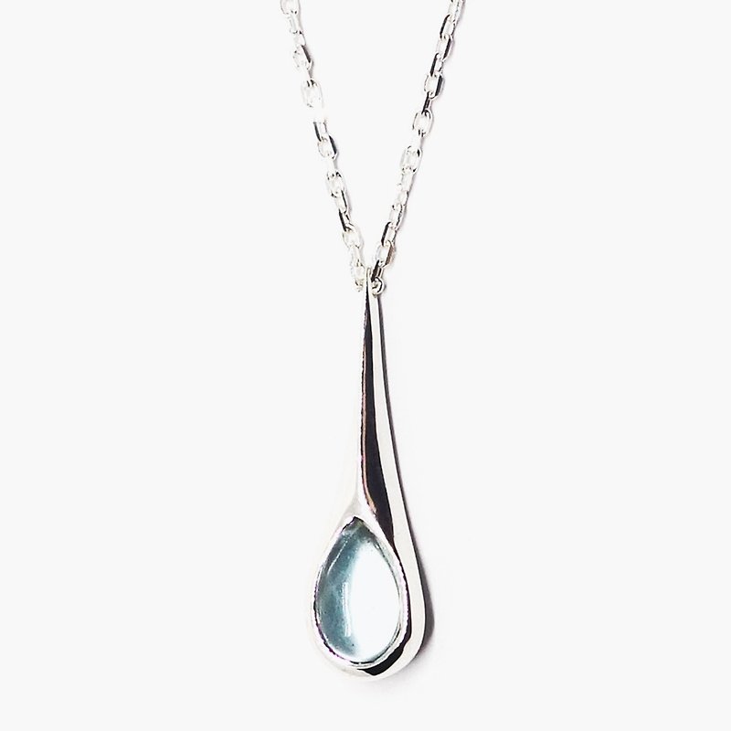 しずくアクアマリンカボションSV925ネックレス【Pio by Parakee】aquamarine necklace - 項鍊 - 寶石 藍色