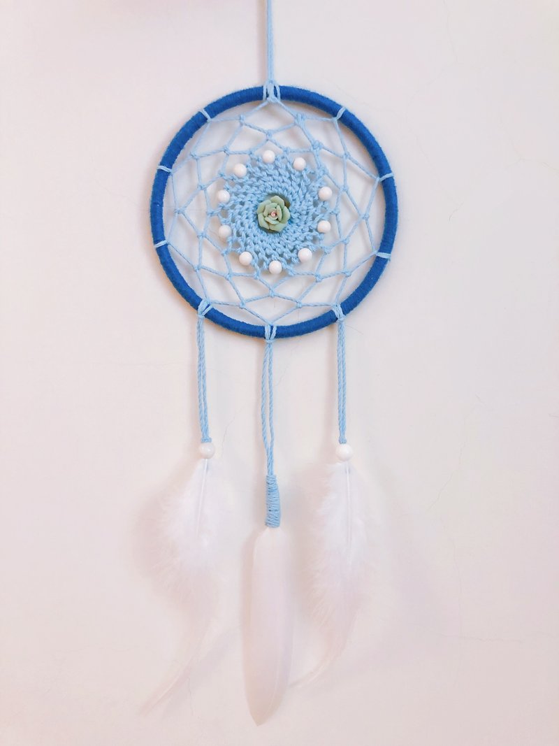 Soul Dream Catcher Archangel Gentle | Custom Handmade Ornaments Unique Healing Small Gifts - Items for Display - Cotton & Hemp Blue