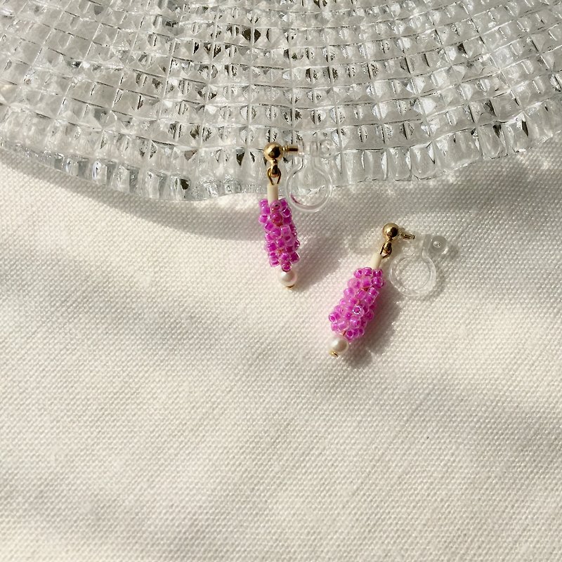 Earrings / Beads / Purple / Silkypearl - 耳環/耳夾 - 其他材質 紫色