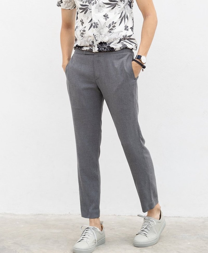 Grey tailored trousers - 工裝褲/長褲/牛仔褲 - 棉．麻 灰色