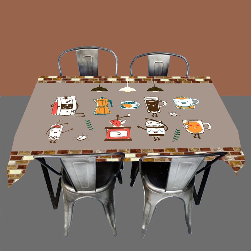 幽默咖啡 桌布 露營 - 桌布/桌巾/餐墊 - 棉．麻 咖啡色