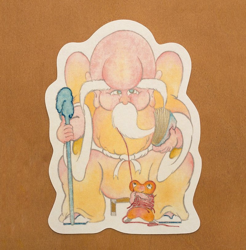 God-shaped styling postcard - the god of love in the moon, bringing you a good marriage - การ์ด/โปสการ์ด - กระดาษ สีเหลือง