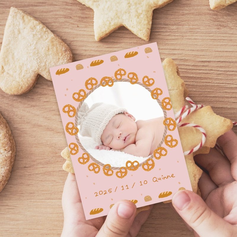 蝴蝶脆餅 | 手繪寶寶滿月卡 | 彌月卡 | 感謝卡 | Baby Card | - 卡片/明信片 - 紙 粉紅色