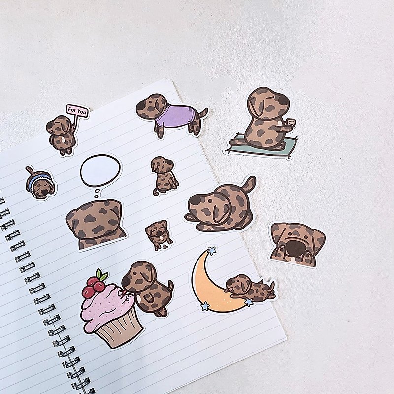 Tabby Coco sticker set (11 pcs) - Stickers - Paper Brown