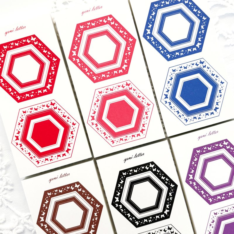 Butterfly Hexagon Label Paper - 便條紙/便利貼 - 紙 多色