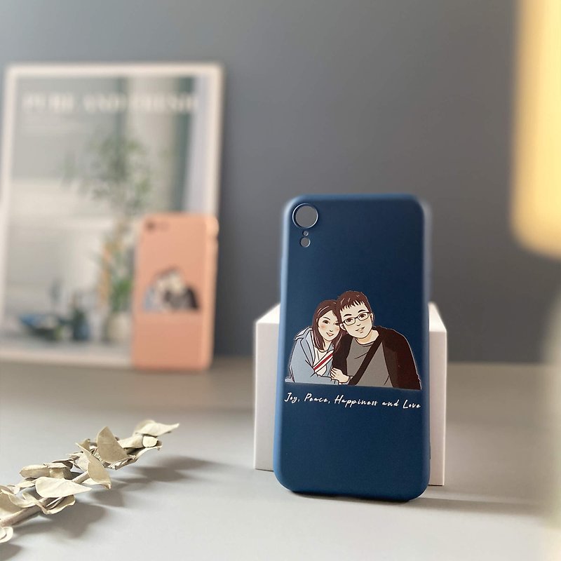 [Customized gift] Customized mobile phone case hand-painted couple portraits like comics - Phone Cases - Other Materials Gray