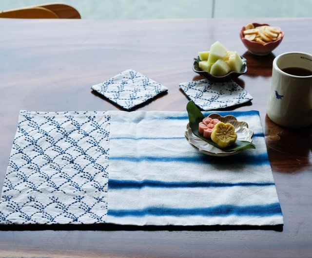 刺し子刺繍ブループレースマット中国のレトロな花手作り新鮮で