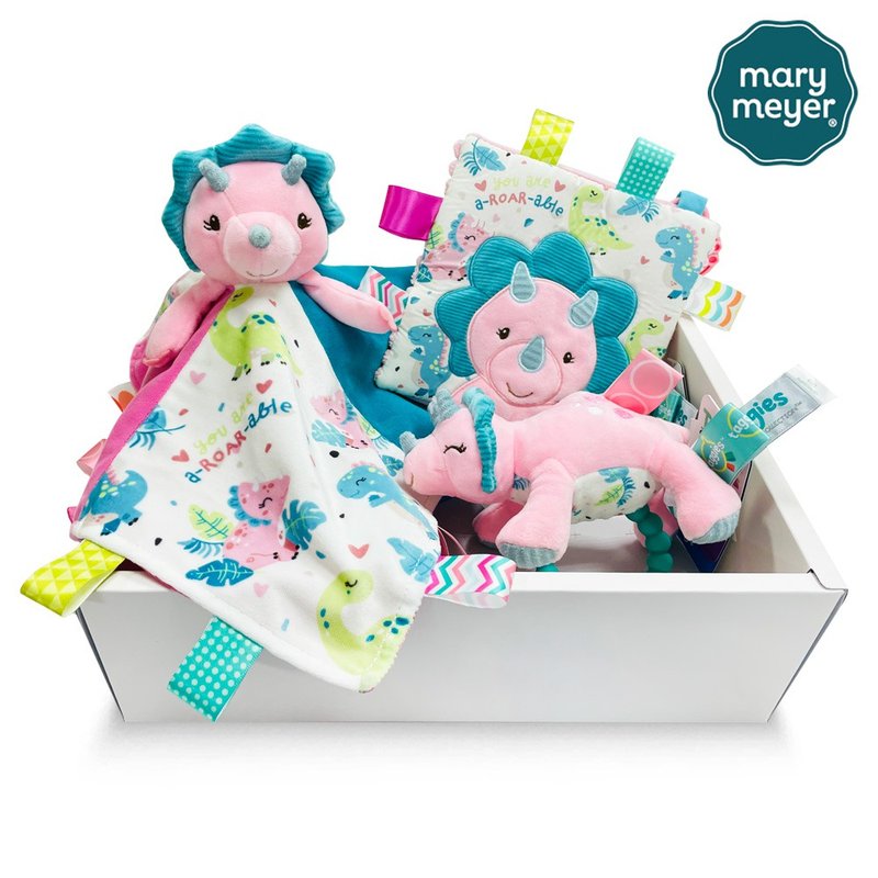 高速配送 [メリーマイヤー] ジャンピングホーンドケラトプス ギフトボックス 手ガラガラ、コンフォートタオル、サンドペーパー - 出産祝い用贈物 - コットン・麻 多色
