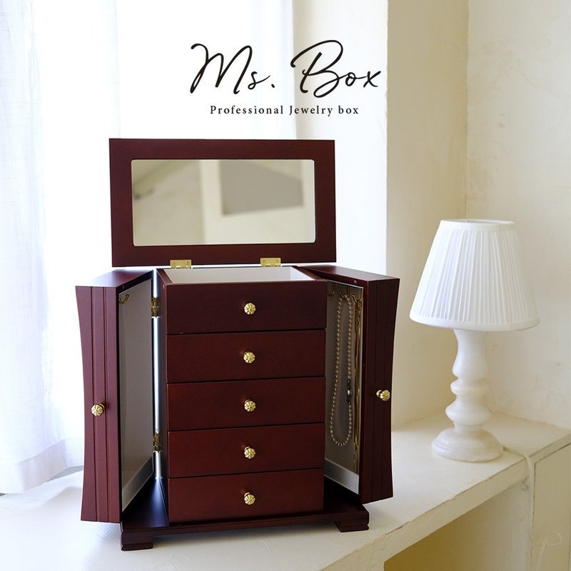 【Ms. box】American style high-end wooden vertical jewelry box / jewelry box / storage box - กล่องเก็บของ - ไม้ สีนำ้ตาล