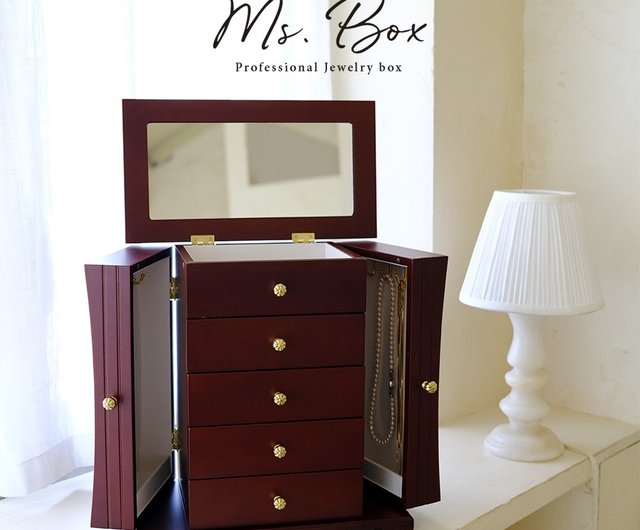 Ms. box】アメリカンスタイルの高級木製縦型ジュエリーボックス