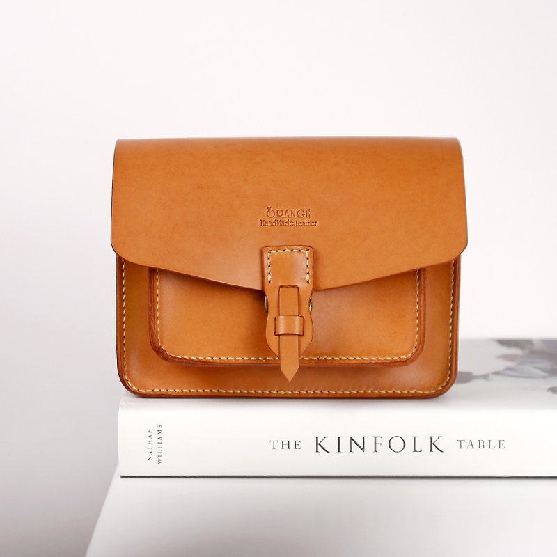 Small orange peel and vegetable-tanned cowhide belt bag - Other - Genuine Leather 
