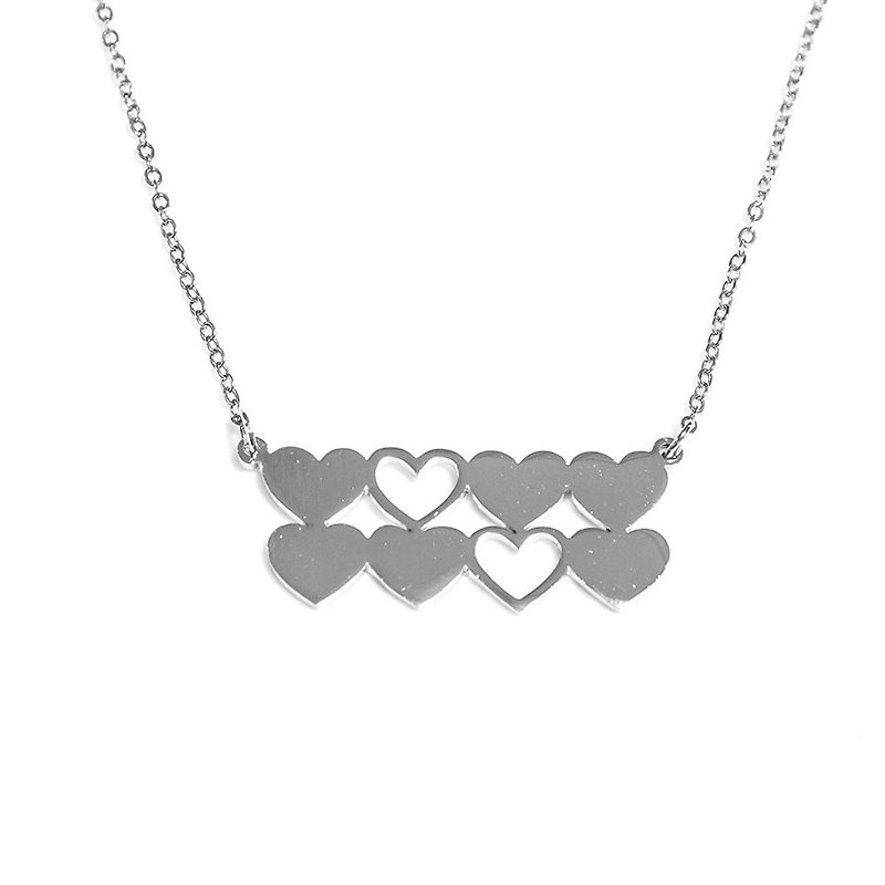Small heart in bar shape  pendant - สร้อยคอ - โลหะ สีเงิน