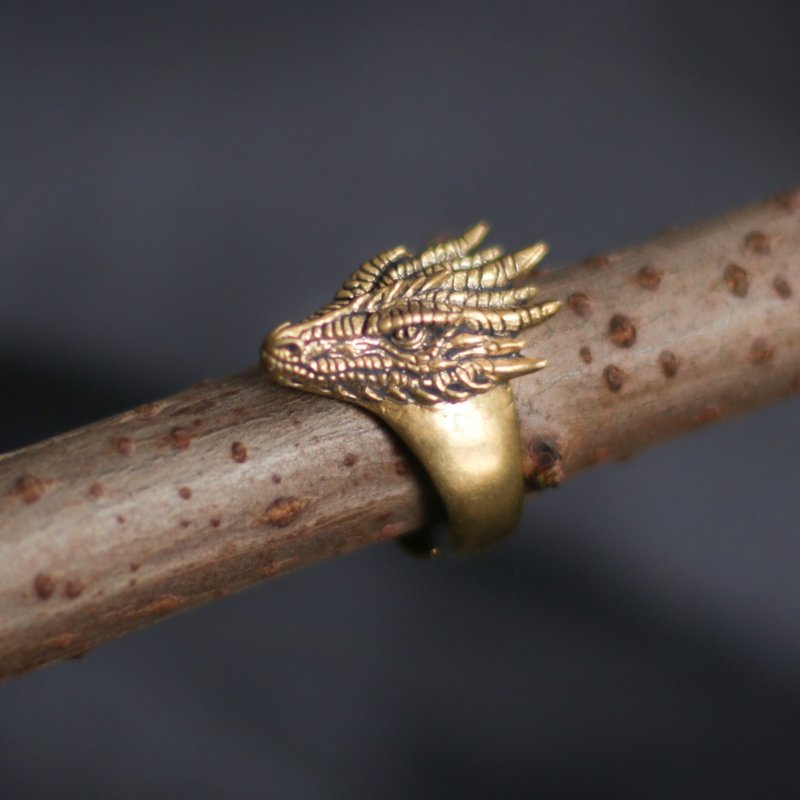 Heavy Dragon ring. Massive ring. Handmade jewelry. Pagan art. Gothic ring. - 戒指 - 其他金屬 橘色