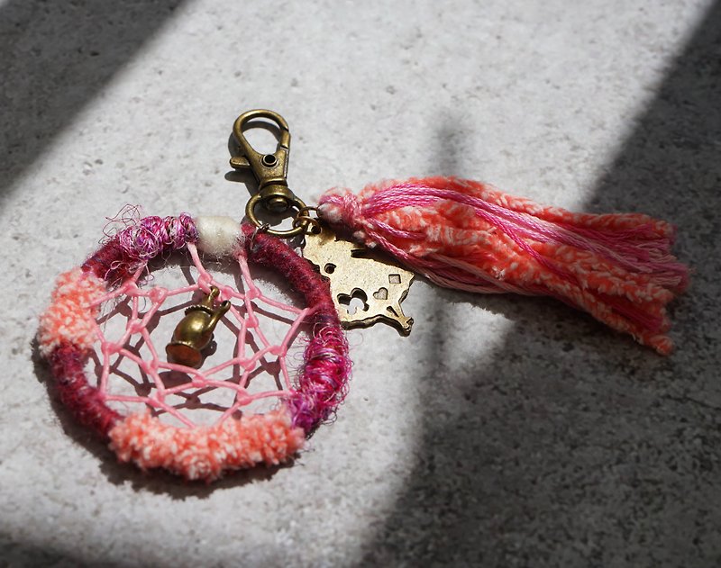 紗麗捕夢網鑰匙圈・夢遊愛麗絲 - 鑰匙圈/鑰匙包 - 絲．絹 粉紅色
