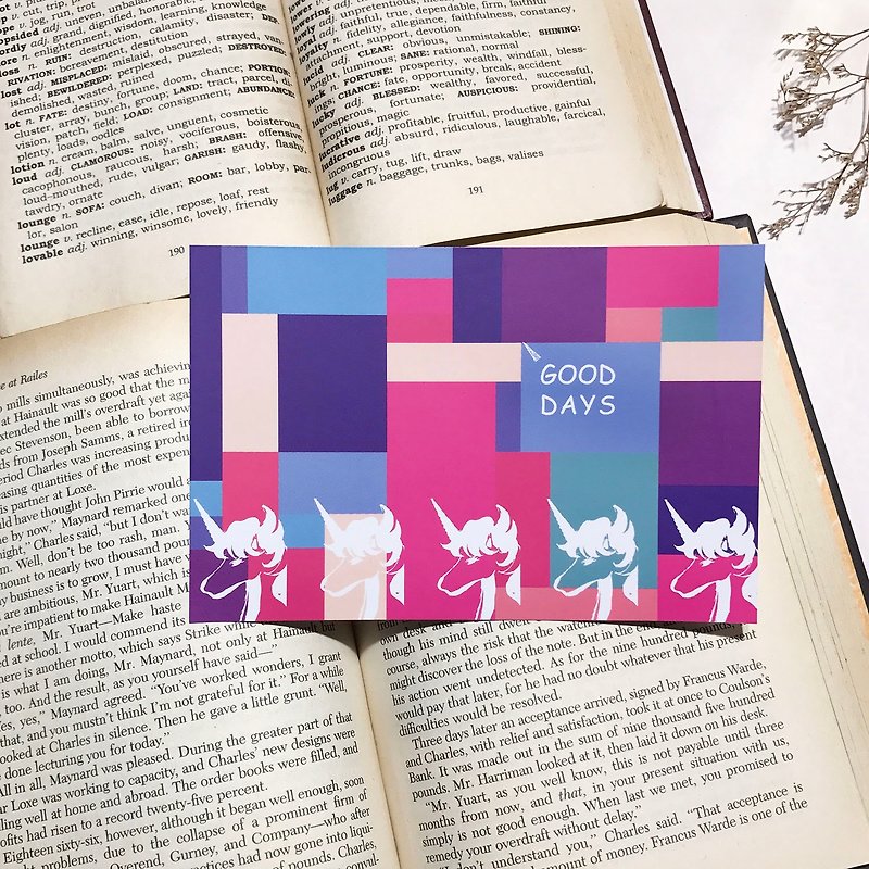 Unicorn KUZA Unicorn KUZA-Good Days-Blessing Card/Postcard - Cards & Postcards - Paper Purple